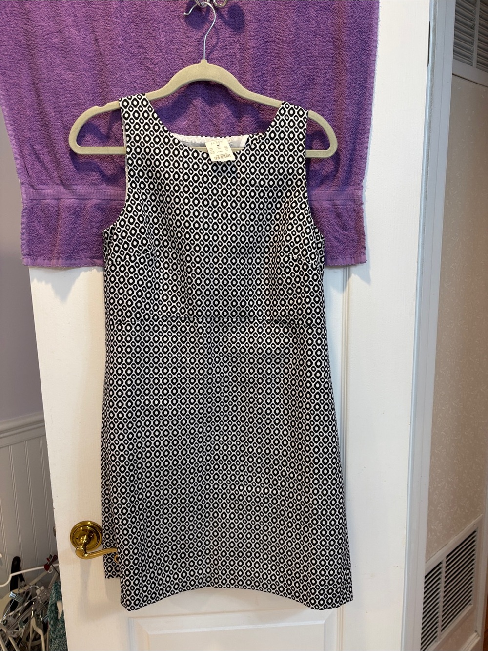 NWT J. Crew Factory Black and White Geometric Sleeveless Shift Dress